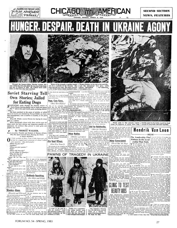 80 років тому Чиказькі газети надрукували статті про Голодомор