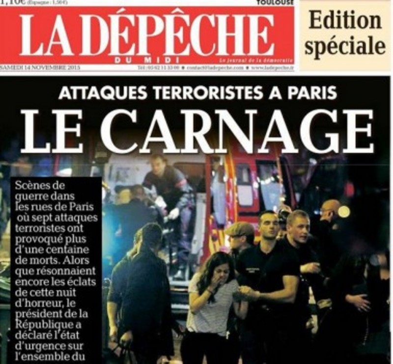 Світові ЗМІ присвятили перші шпальти терактам у Парижі