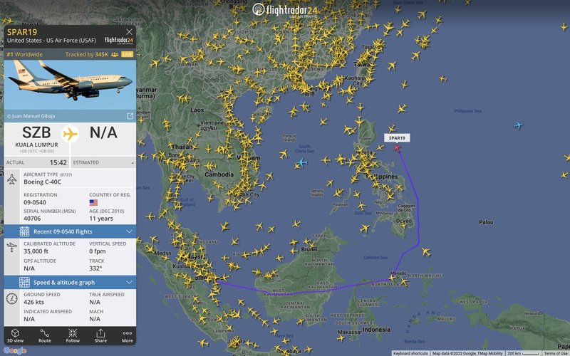 Flightradar перестав працювати на тлі візиту Пелосі на Тайвань