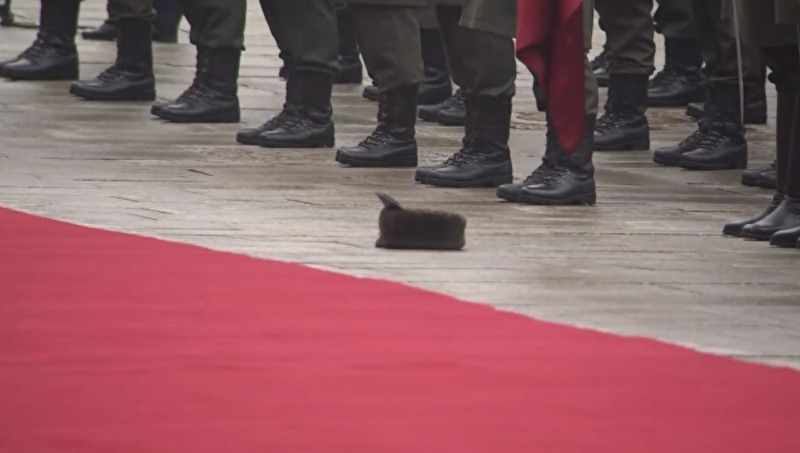 Порошенко одягнув воїну почесної варти "загублений" кашкет (відео)