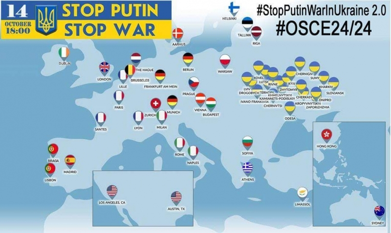 У 70 містах світу пройдуть акції проти російської агресії в Україні