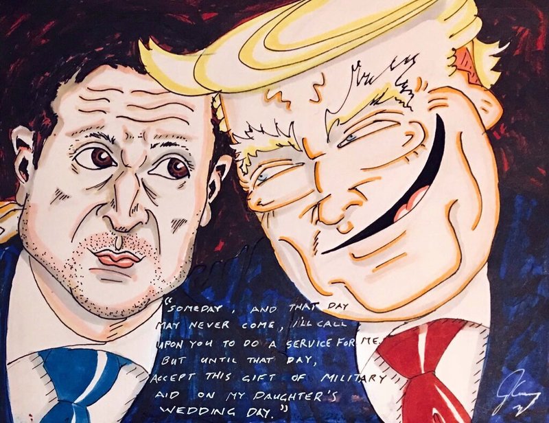 Джим Керрі намалював карикатуру на Трампа з Зеленським