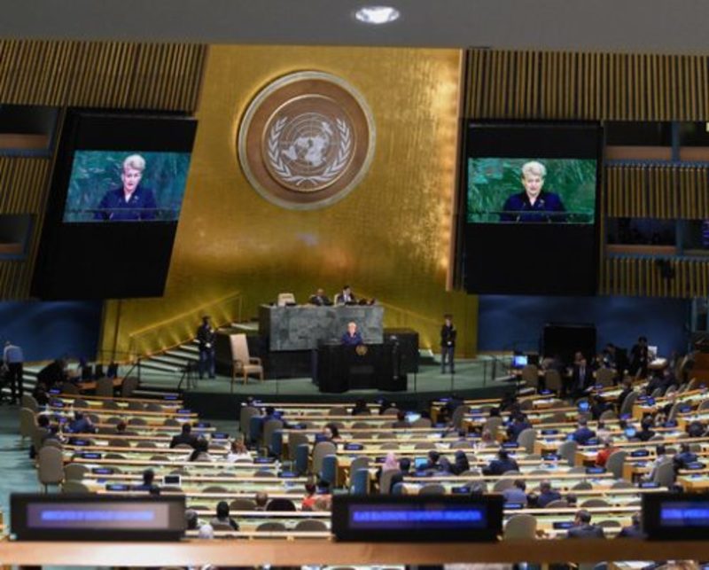 Russian delegation walks out when Lithuania’s president addresses UN General Assembly