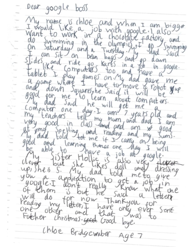 7-річна дівчинка отримала листа від шефа Google